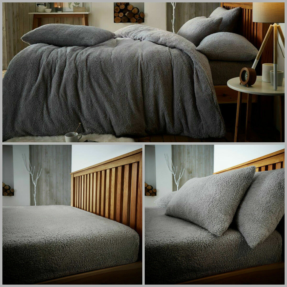 Teddy Fleece Duvet Cover Bedding Set Fitted Sheet Cosy Warm Sherpa Pillowcase