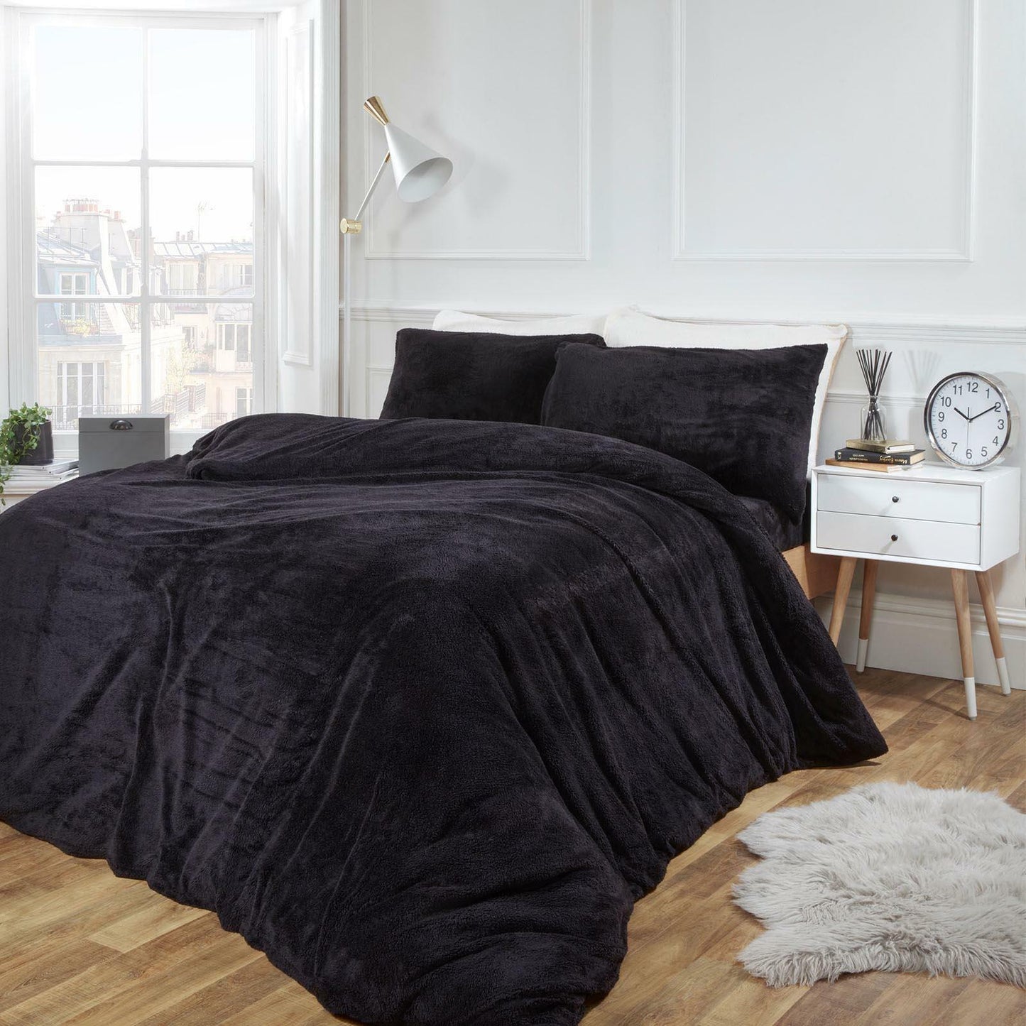 Teddy Fleece Duvet Cover Bedding Set Fitted Sheet Cosy Warm Sherpa Pillowcase