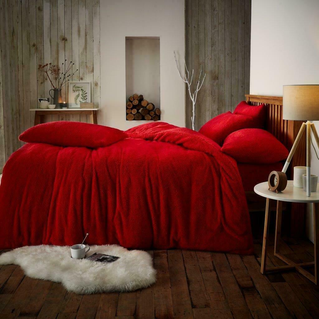 Teddy Fleece Duvet Cover Bedding Set Fitted Sheet Cosy Warm Sherpa Pillowcase