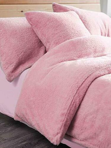 Teddy Fleece Duvet Cover Bedding Set Fitted Sheet Cosy Warm Sherpa Pillowcase